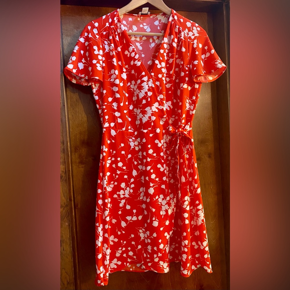J. Crew Red and White Floral Dress